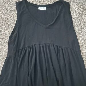 Pink Lily boutique black babydoll rank summer top medium